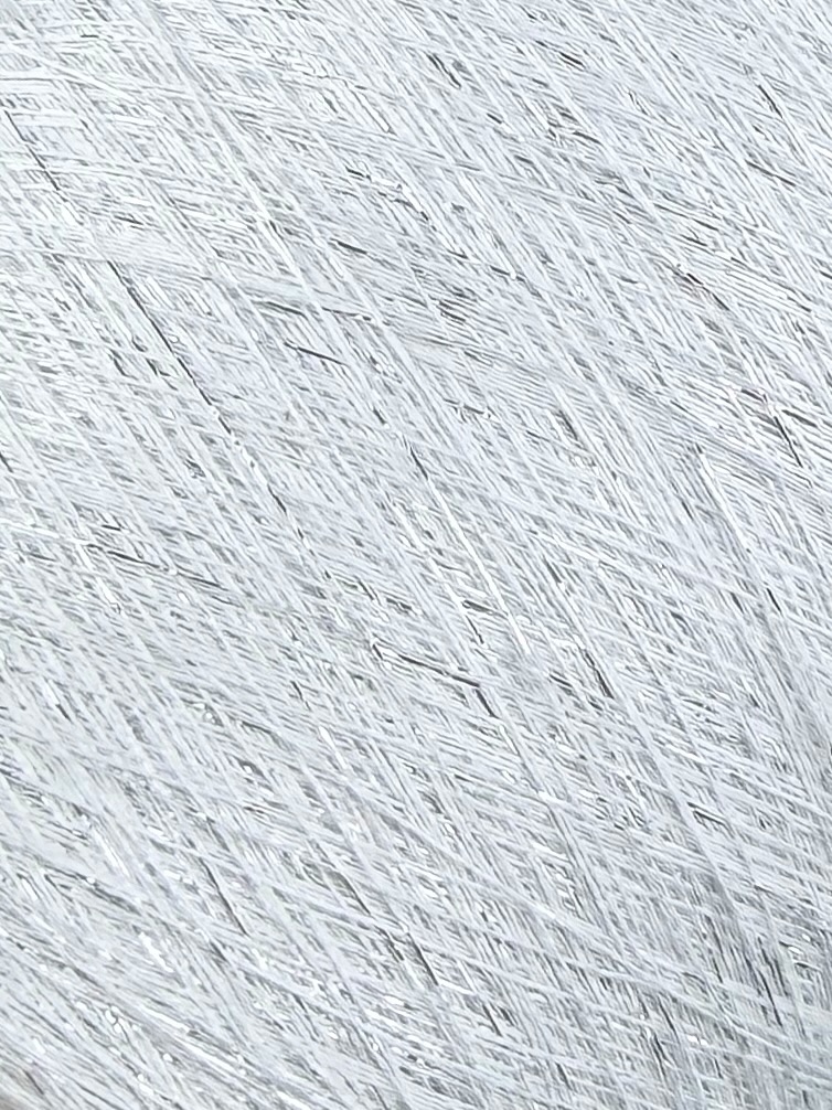 Industria Italiana Filati Art. Frizzante Nm 35 – Fil fantaisie en viscose et lurex col. Perle gris clair 2042